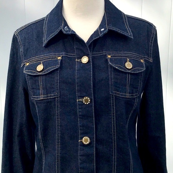 NWOT BACCINI Dark Denim Unlined Jean Jacket Size Medium - Picture 4 of 16